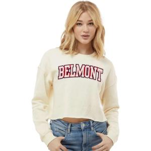 Belmont University Cropped Chenille Text Crew(Bone/Cream)