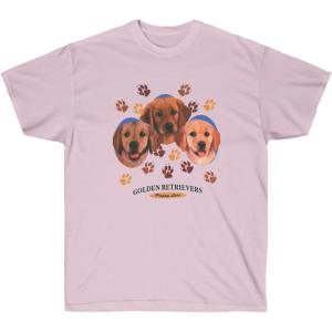 Golden Retriever Puppy Love T-Shirt – Golden Retriever T-Shirts(Light Pink)