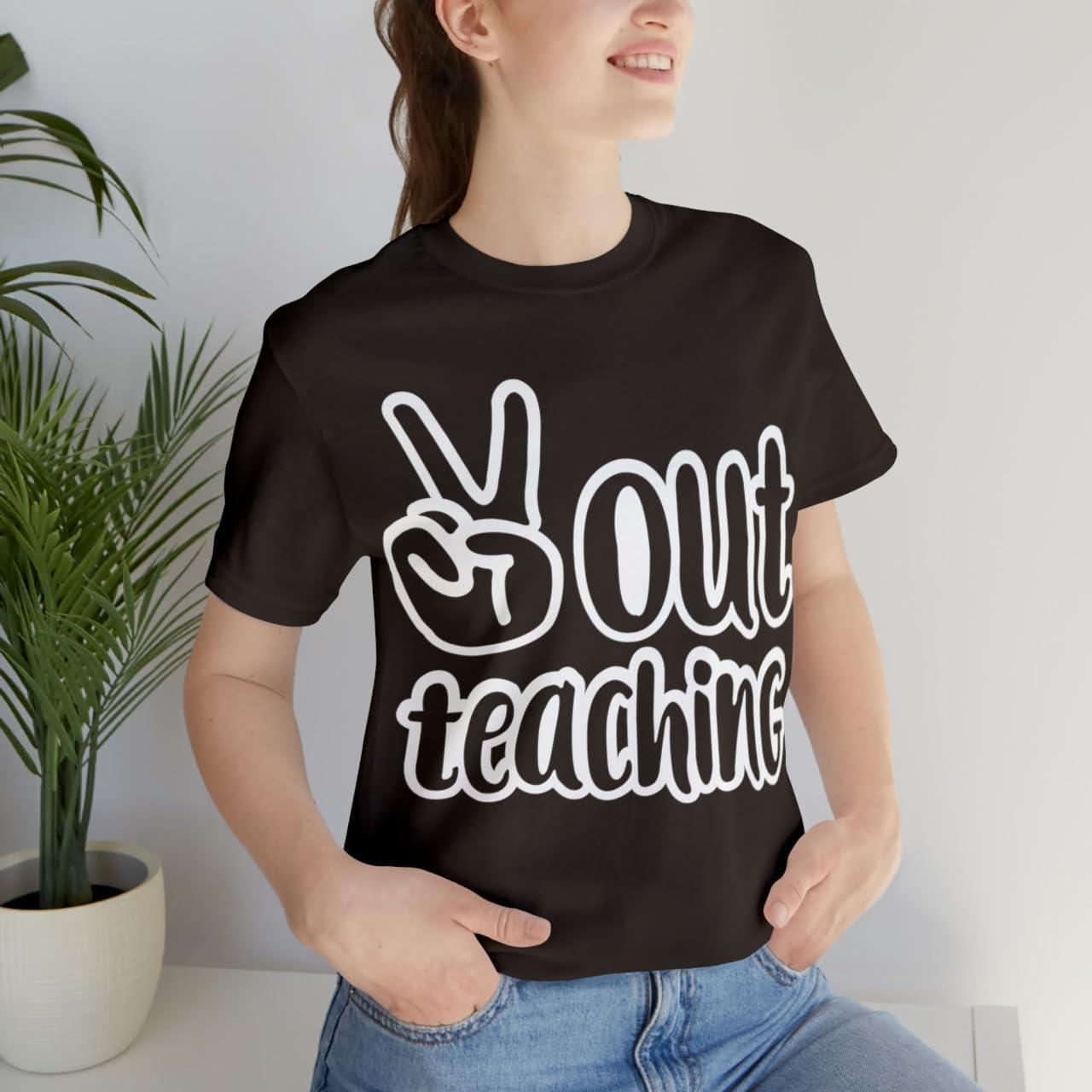 imagePeace Out Teaching Unisex Jersey Short Sleeve TeeBrown