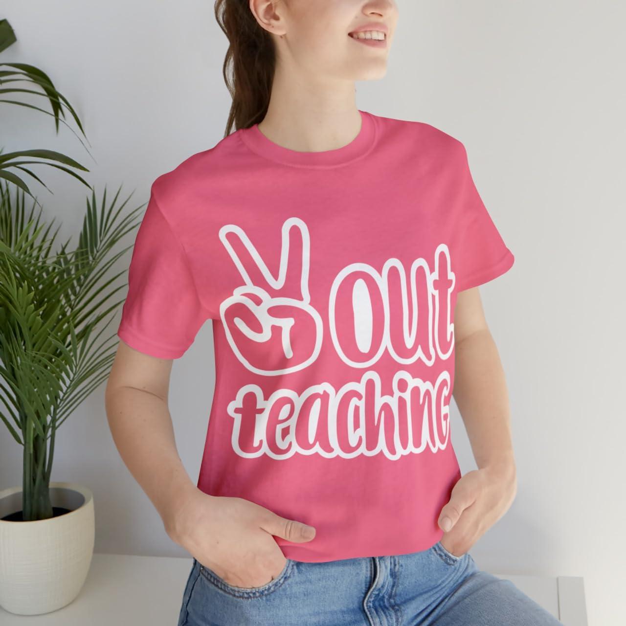 imagePeace Out Teaching Unisex Jersey Short Sleeve TeeCharity Pink