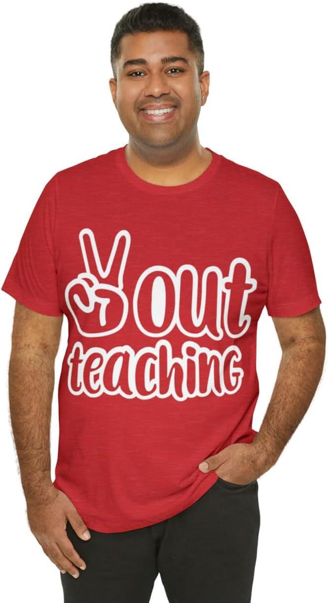 imagePeace Out Teaching Unisex Jersey Short Sleeve TeeHeather Red