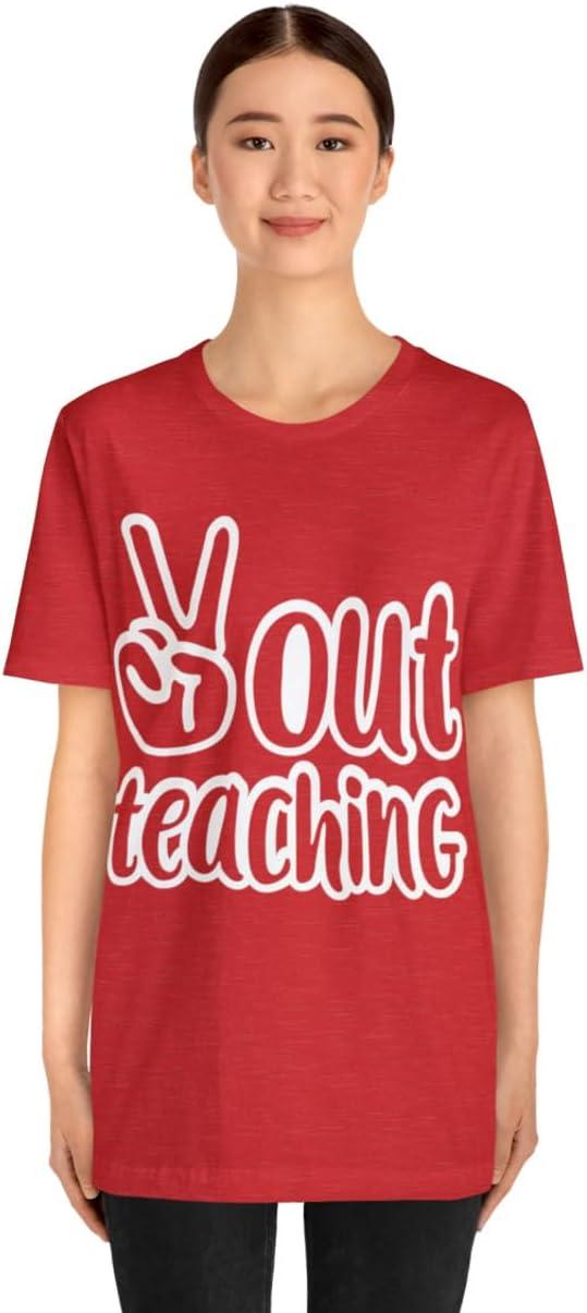 imagePeace Out Teaching Unisex Jersey Short Sleeve TeeHeather Red