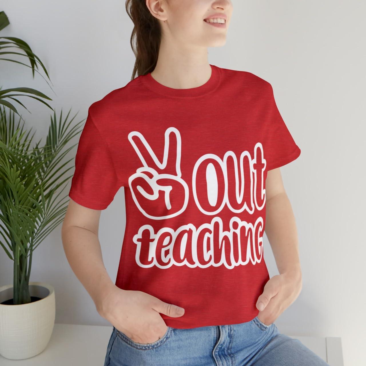 imagePeace Out Teaching Unisex Jersey Short Sleeve TeeHeather Red