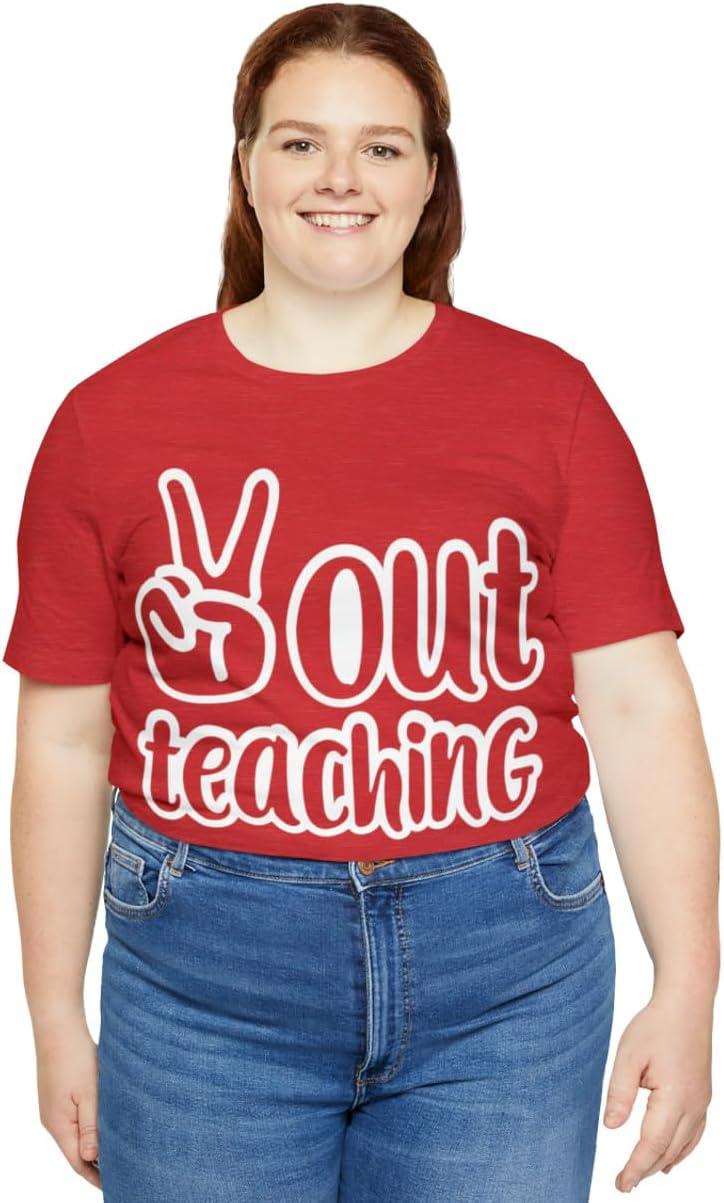 imagePeace Out Teaching Unisex Jersey Short Sleeve TeeHeather Red