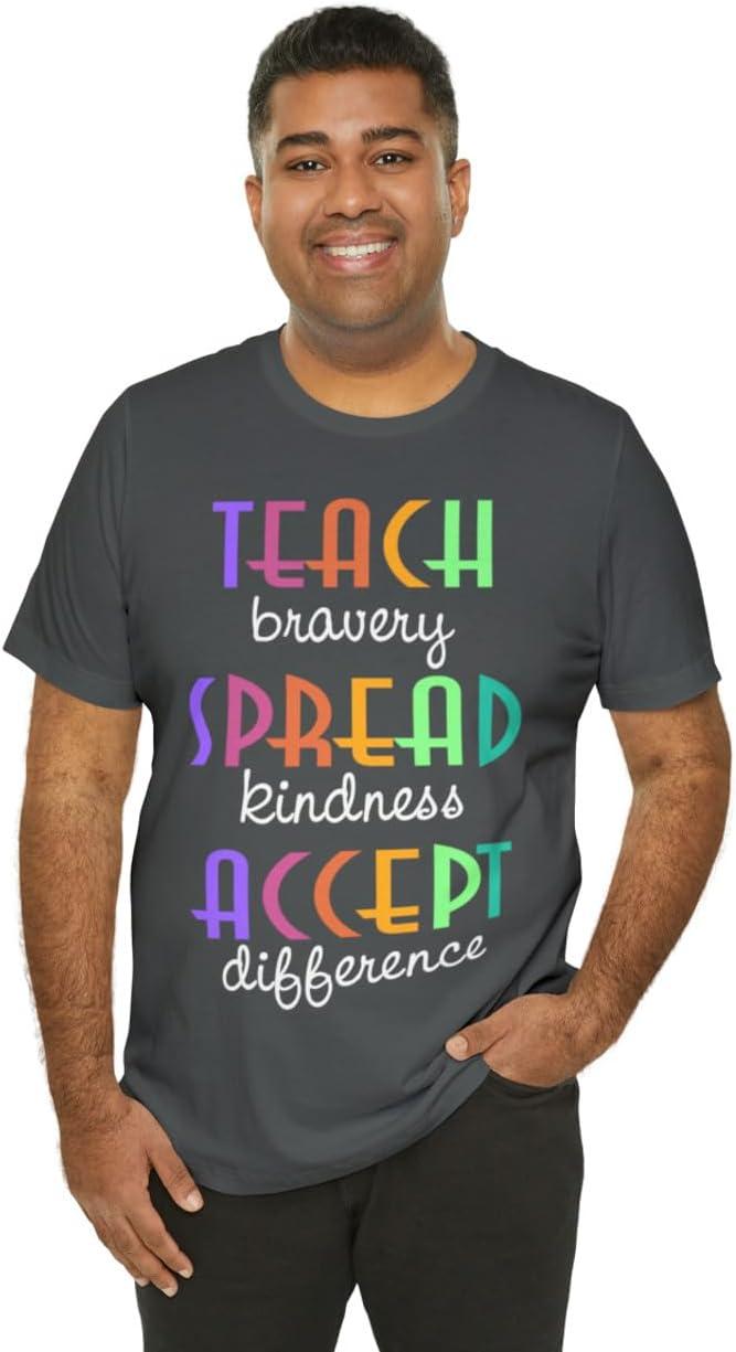 imageTeach Bravery Spread Kindness Accept Difference Bella Canvas TShirtsAsphalt