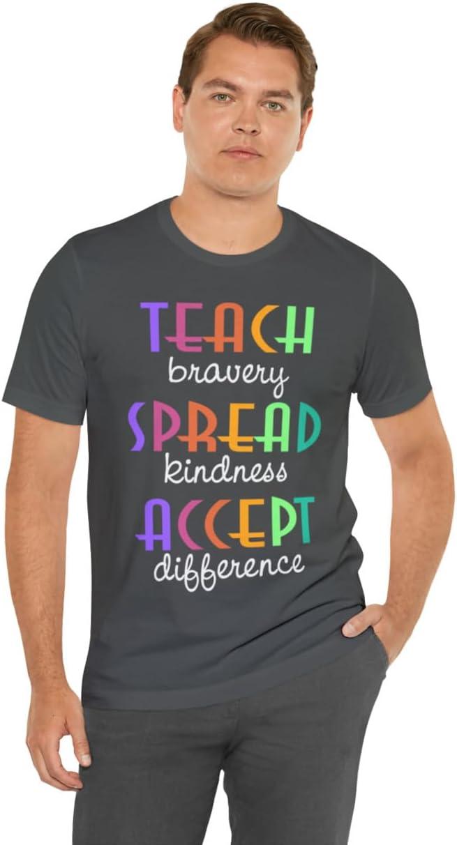 imageTeach Bravery Spread Kindness Accept Difference Bella Canvas TShirtsAsphalt