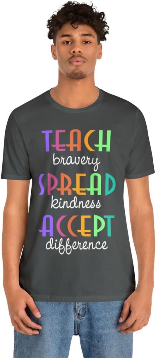 imageTeach Bravery Spread Kindness Accept Difference Bella Canvas TShirtsAsphalt