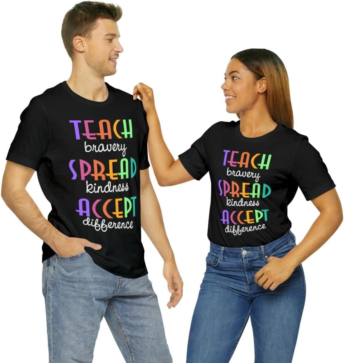 imageTeach Bravery Spread Kindness Accept Difference Bella Canvas TShirtsBlack