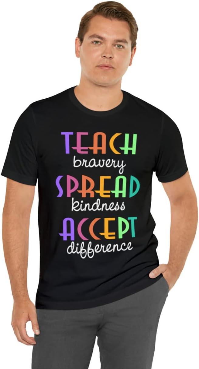imageTeach Bravery Spread Kindness Accept Difference Bella Canvas TShirtsBlack