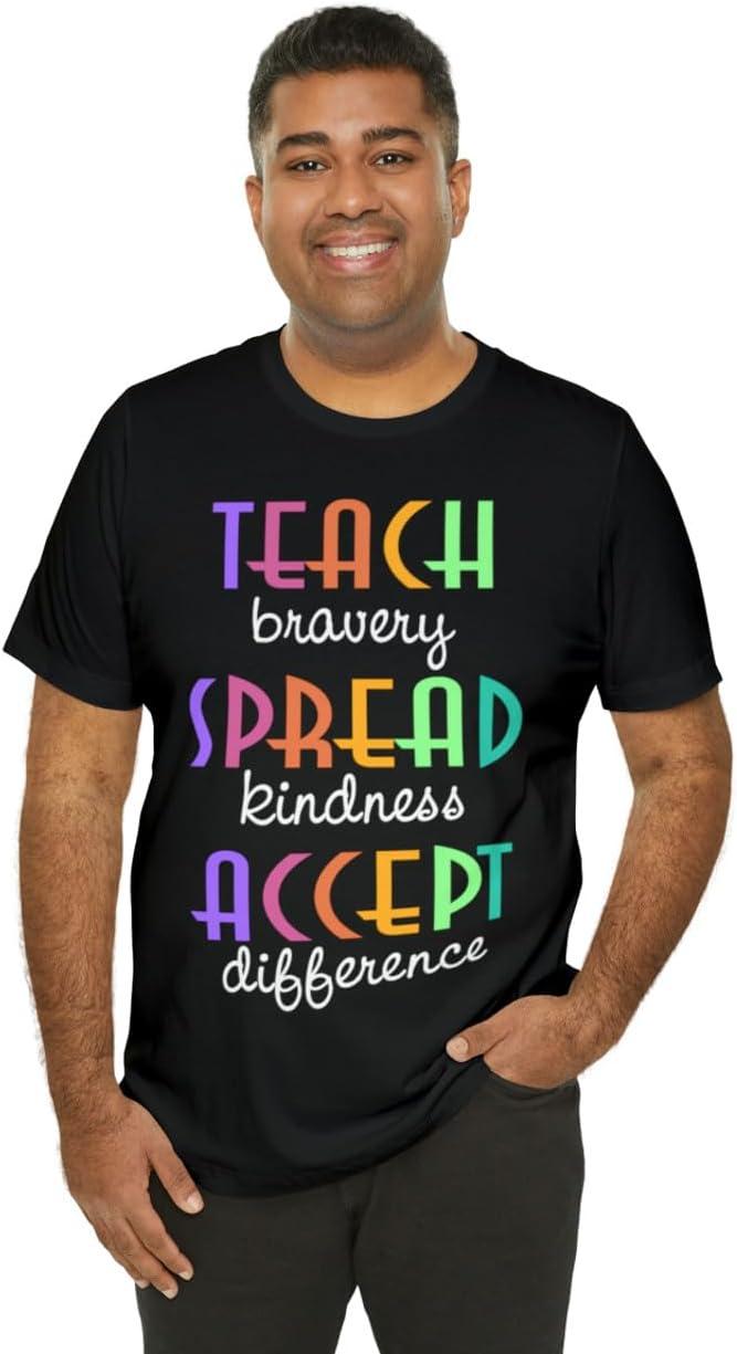 imageTeach Bravery Spread Kindness Accept Difference Bella Canvas TShirtsBlack