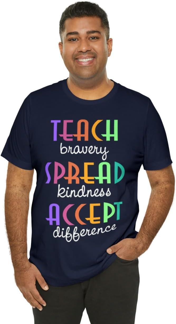imageTeach Bravery Spread Kindness Accept Difference Bella Canvas TShirtsNavy