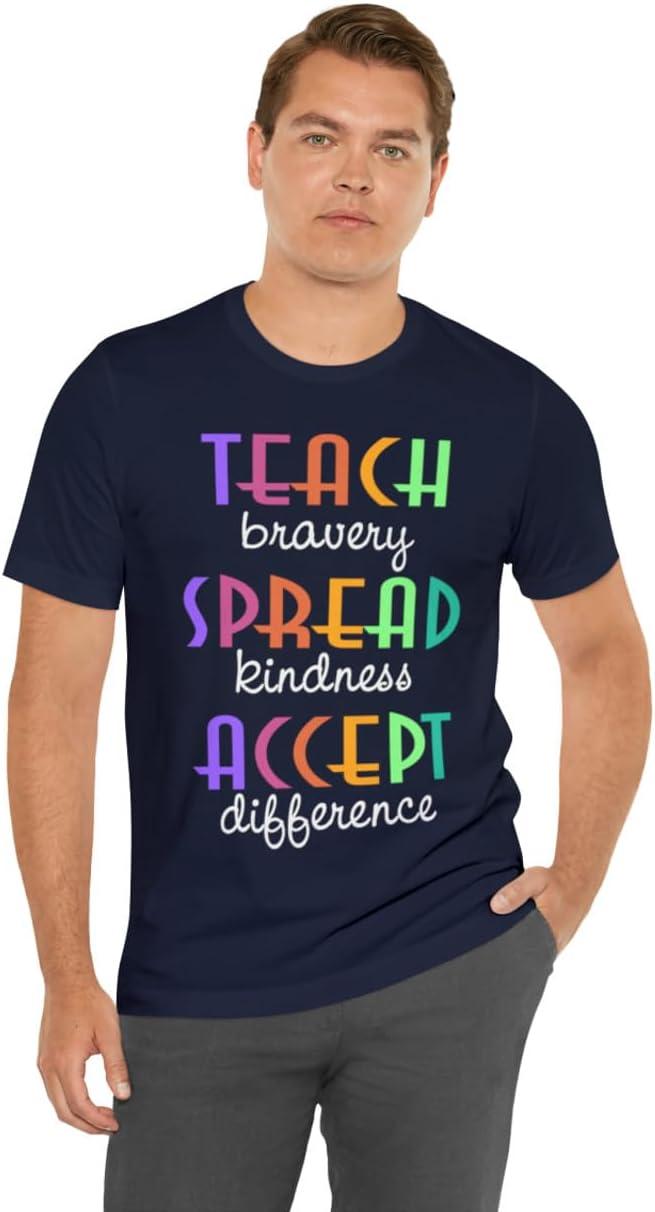 imageTeach Bravery Spread Kindness Accept Difference Bella Canvas TShirtsNavy