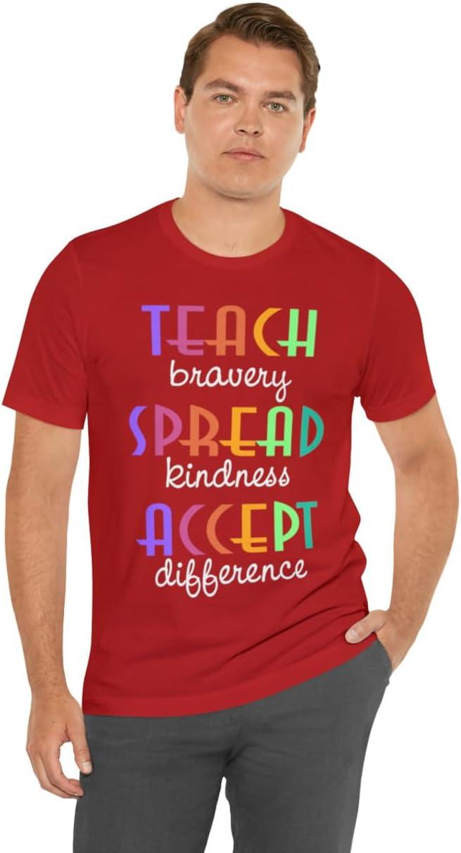 imageTeach Bravery Spread Kindness Accept Difference Bella Canvas TShirtsRed