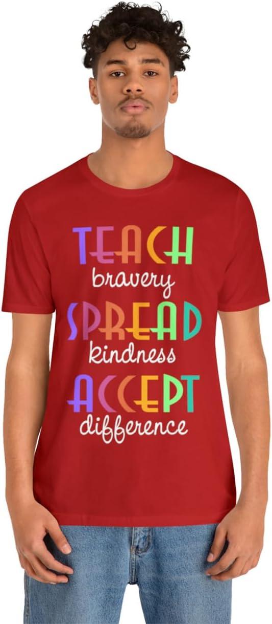 imageTeach Bravery Spread Kindness Accept Difference Bella Canvas TShirtsRed