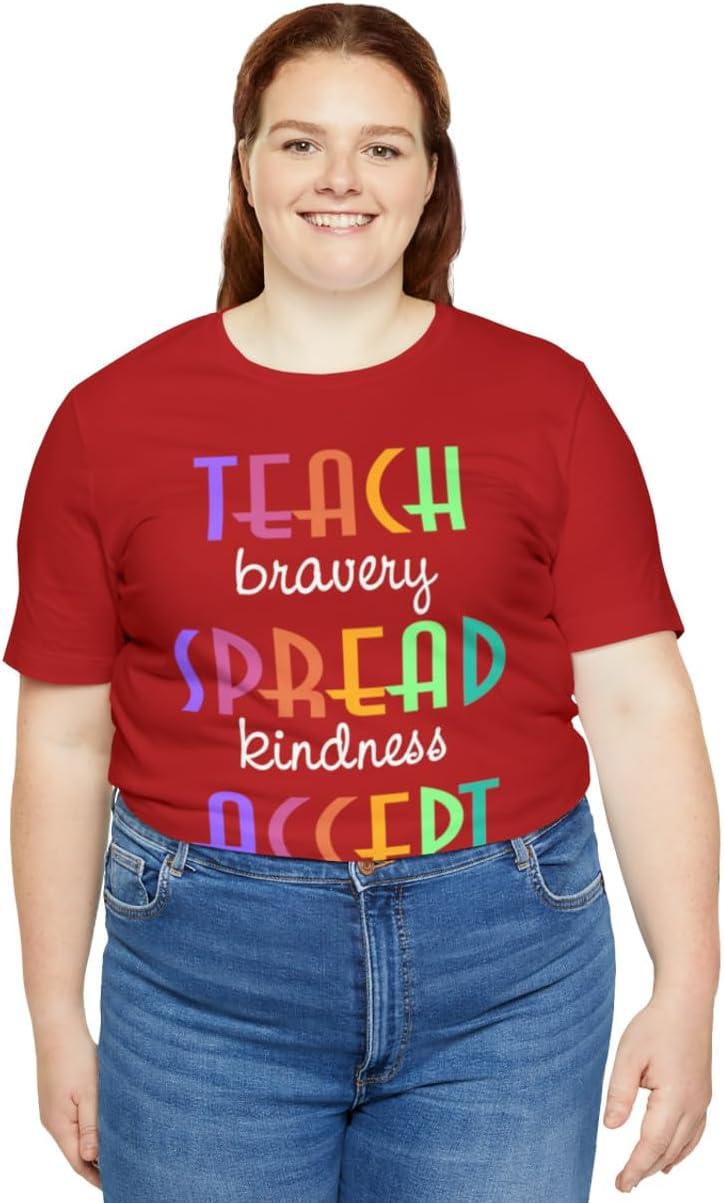 imageTeach Bravery Spread Kindness Accept Difference Bella Canvas TShirtsRed