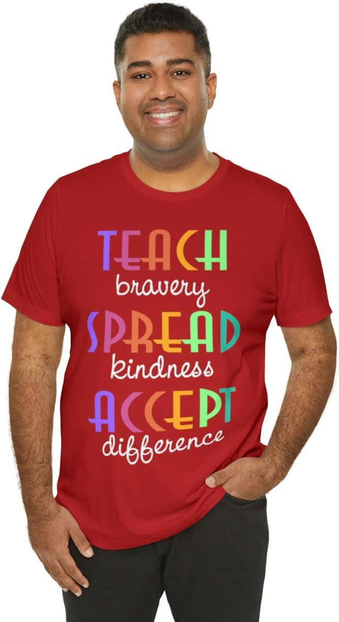 imageTeach Bravery Spread Kindness Accept Difference Bella Canvas TShirtsRed
