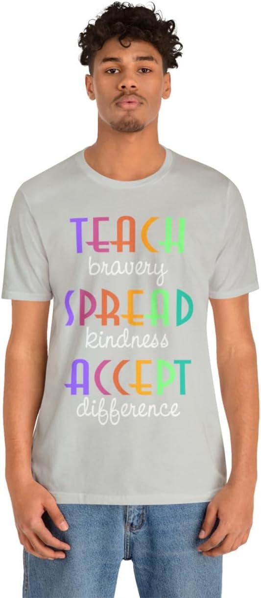 imageTeach Bravery Spread Kindness Accept Difference Bella Canvas TShirtsSilver