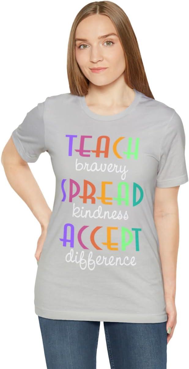 imageTeach Bravery Spread Kindness Accept Difference Bella Canvas TShirtsSilver