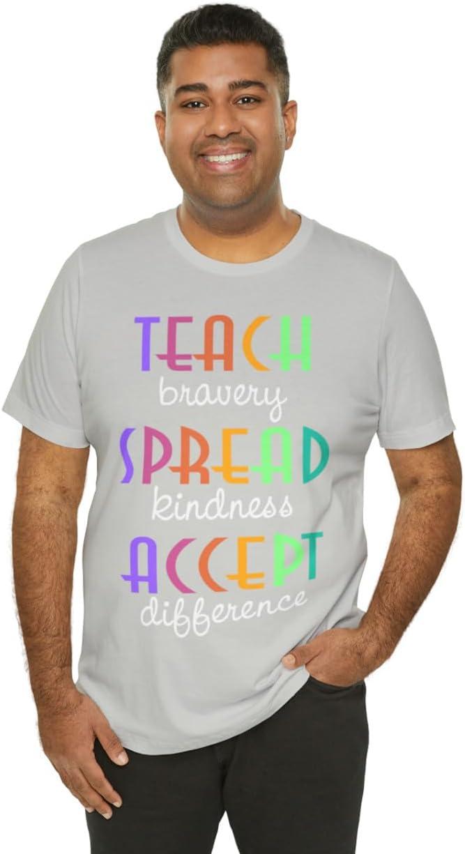 imageTeach Bravery Spread Kindness Accept Difference Bella Canvas TShirtsSilver