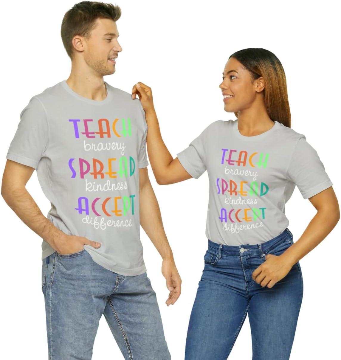 imageTeach Bravery Spread Kindness Accept Difference Bella Canvas TShirtsSilver
