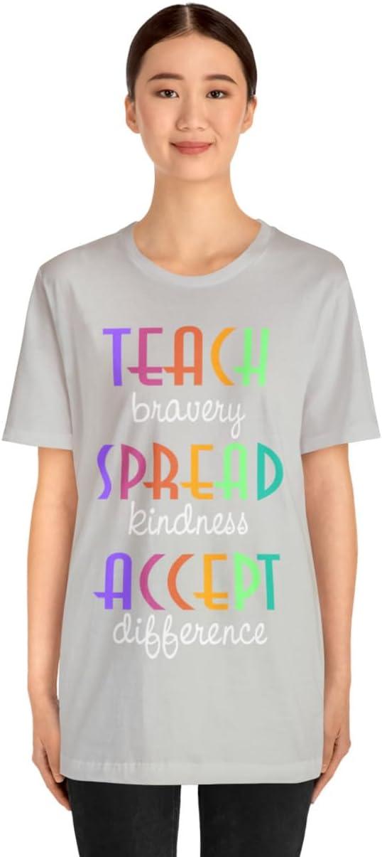 imageTeach Bravery Spread Kindness Accept Difference Bella Canvas TShirtsSilver