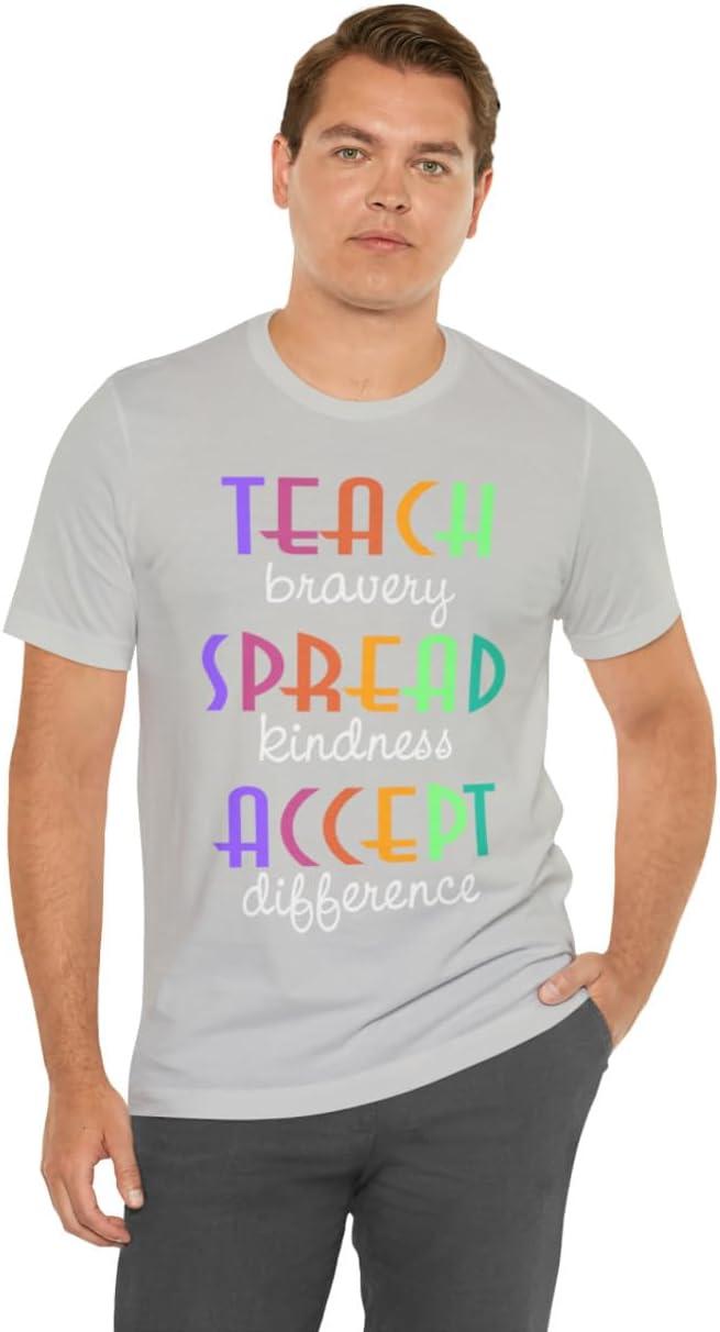 imageTeach Bravery Spread Kindness Accept Difference Bella Canvas TShirtsSilver