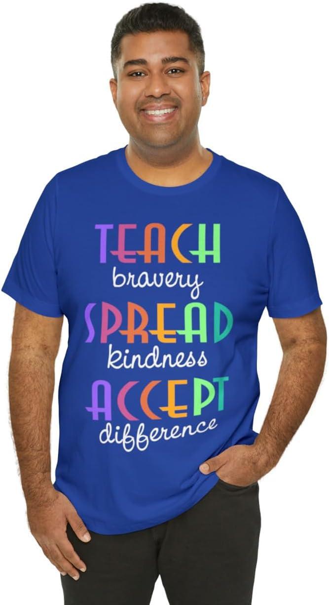imageTeach Bravery Spread Kindness Accept Difference Bella Canvas TShirtsTrue Royal