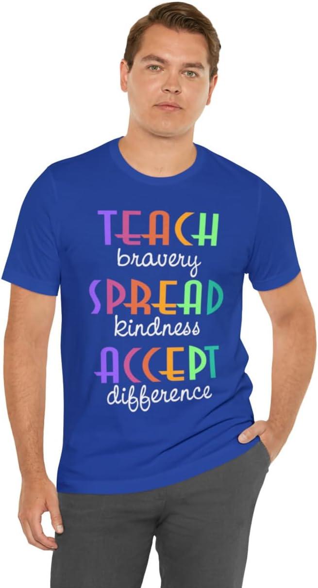 imageTeach Bravery Spread Kindness Accept Difference Bella Canvas TShirtsTrue Royal