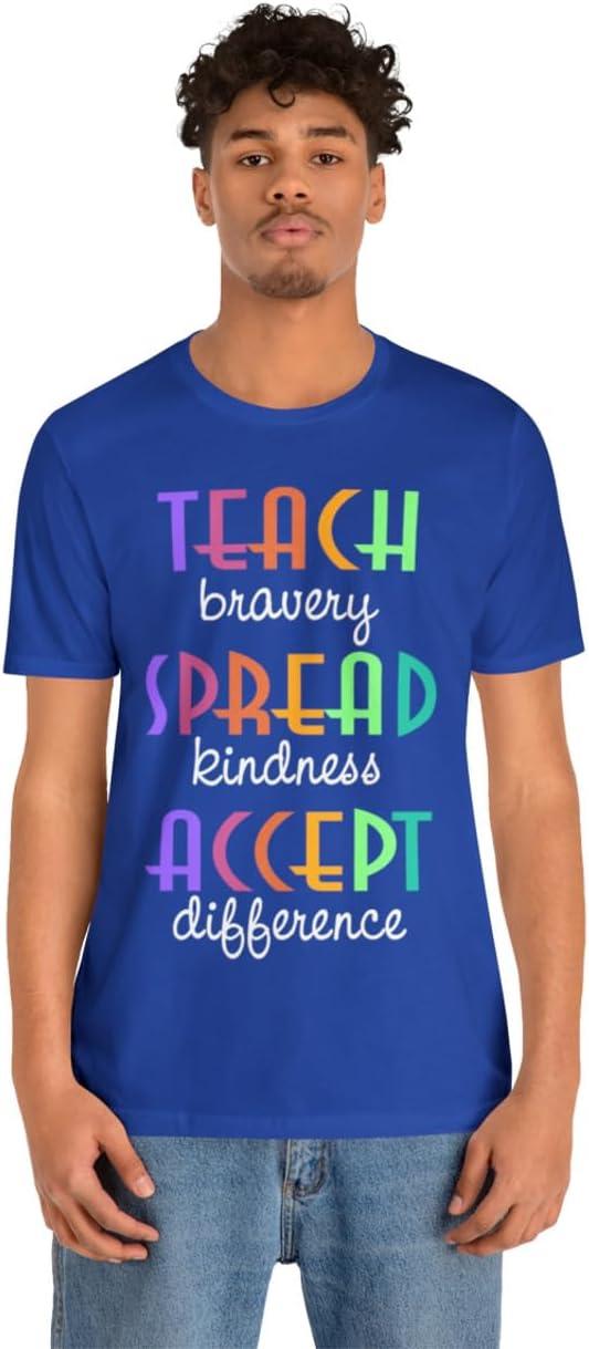 imageTeach Bravery Spread Kindness Accept Difference Bella Canvas TShirtsTrue Royal