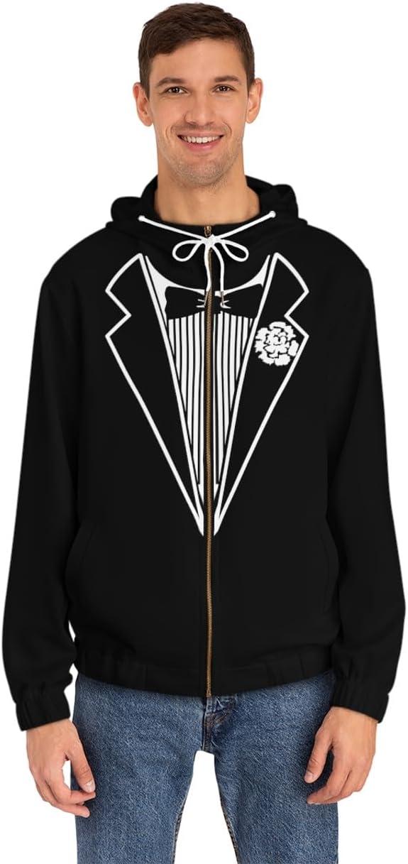 imageTuxedo Mens FullZip Hoodie AOPWhite