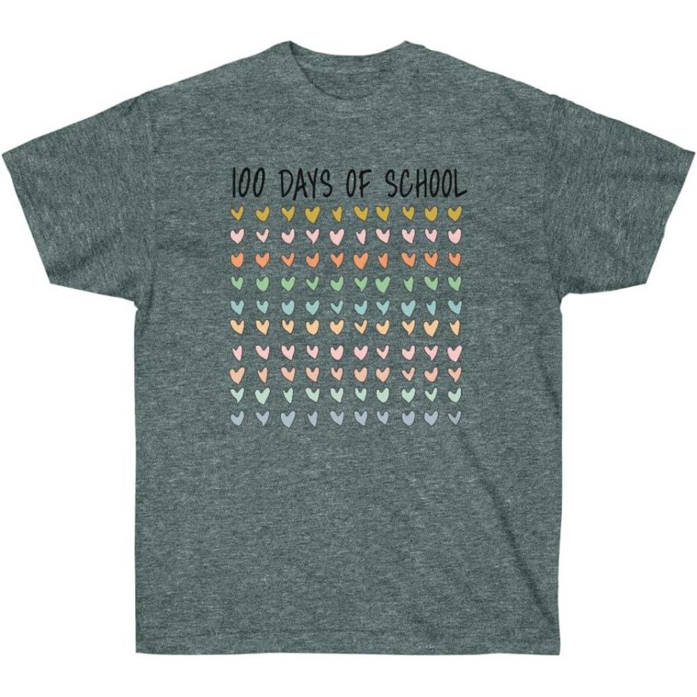 image100 Days of School Hearts TeeDark Heather