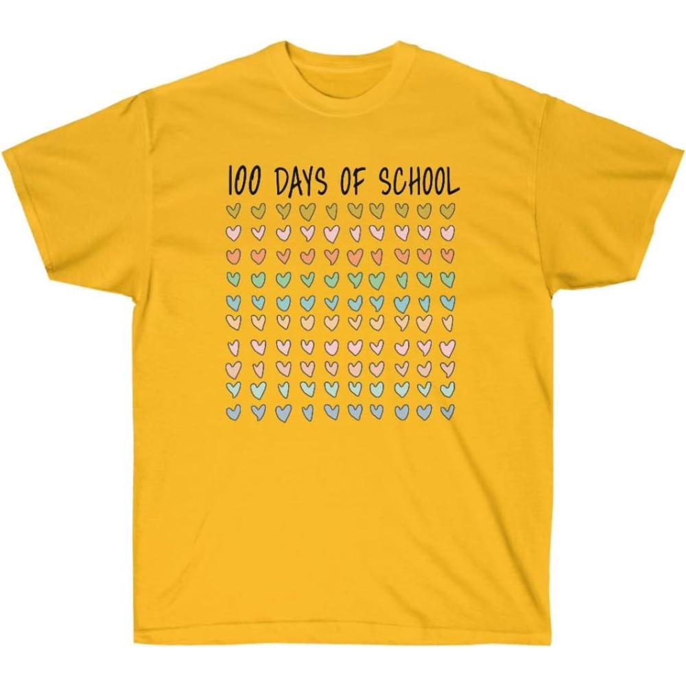 image100 Days of School Hearts TeeGold