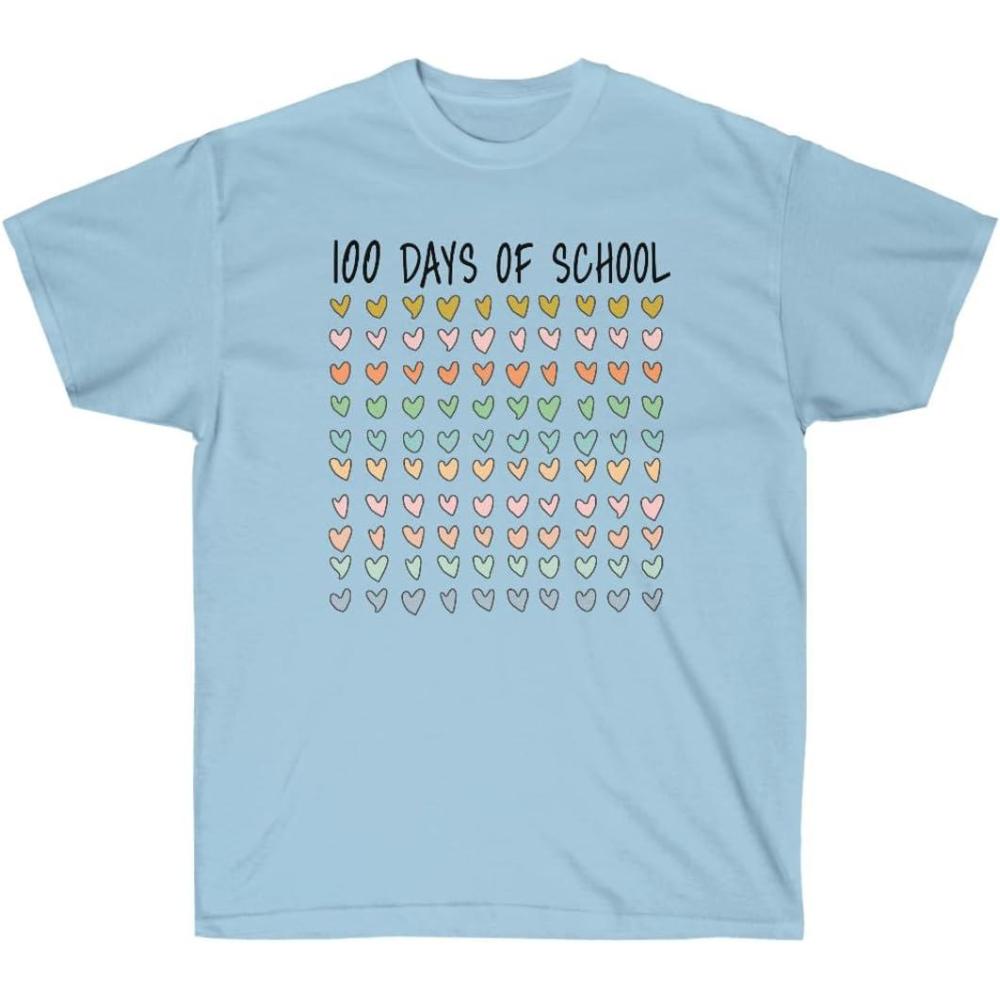 image100 Days of School Hearts TeeLight Blue