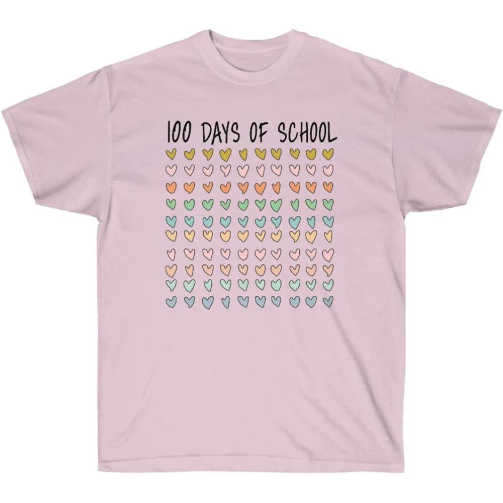 image100 Days of School Hearts TeeLight Pink
