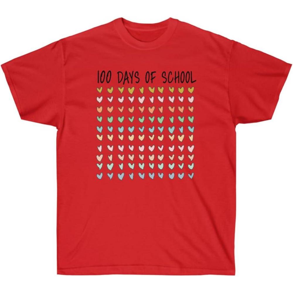 image100 Days of School Hearts TeeRed