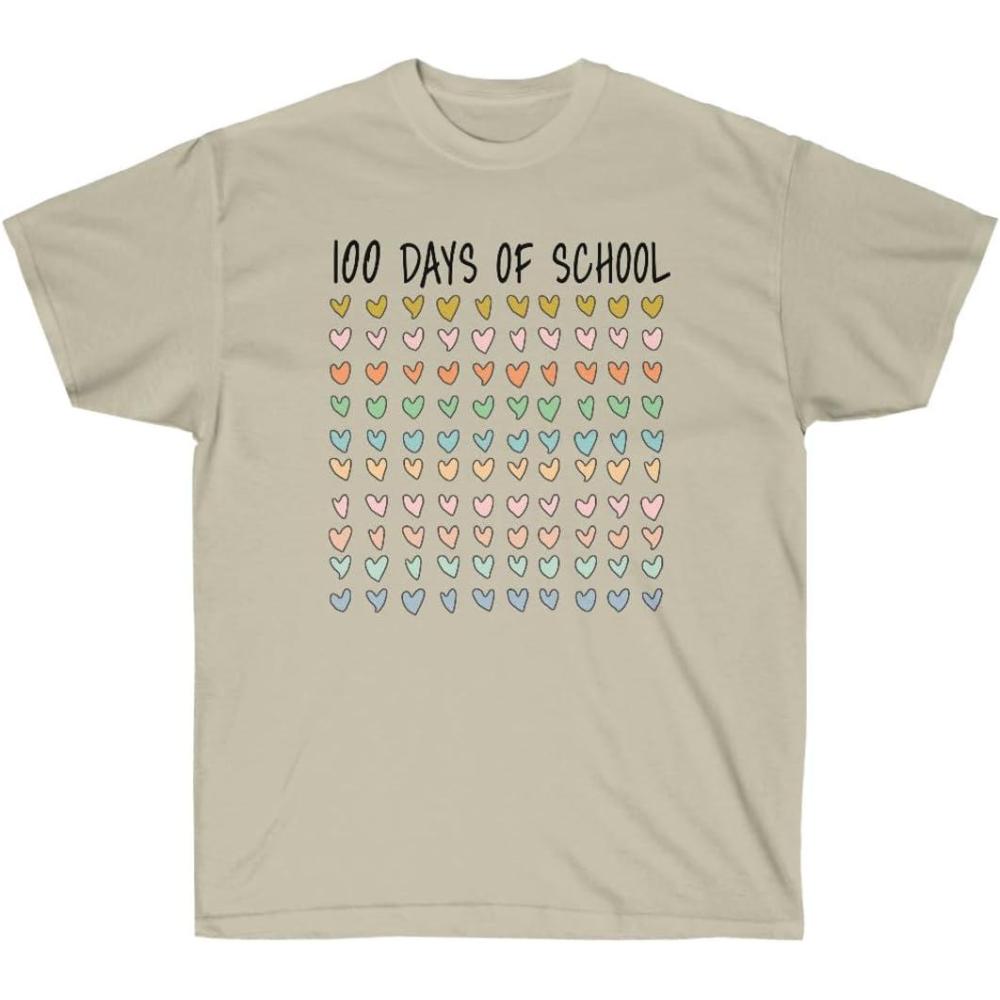image100 Days of School Hearts TeeSand