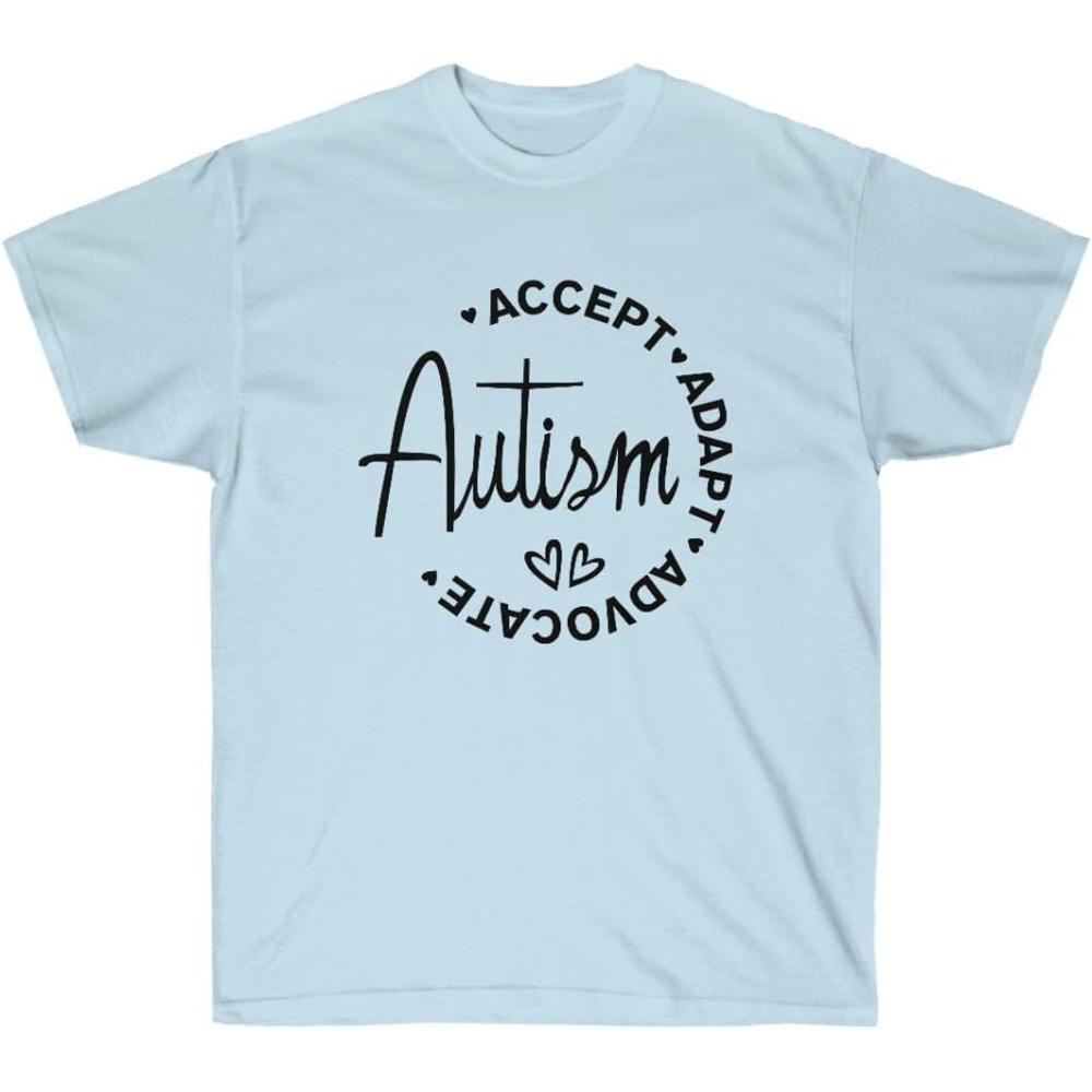 imageAccept Adapt Advocate Autism TShirtLight Blue