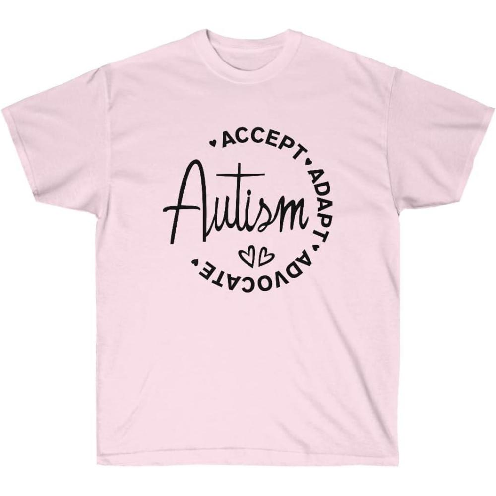 imageAccept Adapt Advocate Autism TShirtLight Pink