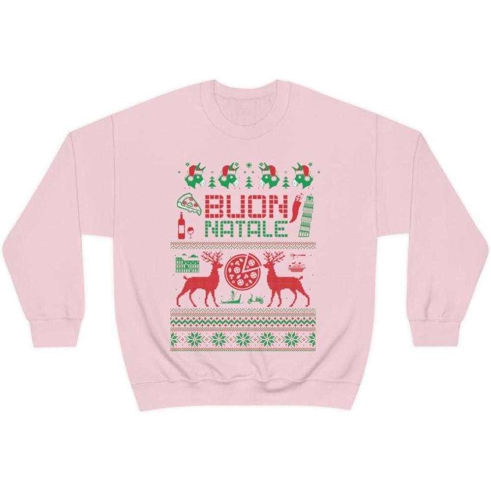 imageItalian Ugly Christmas Sweater SweatshirtLight Pink