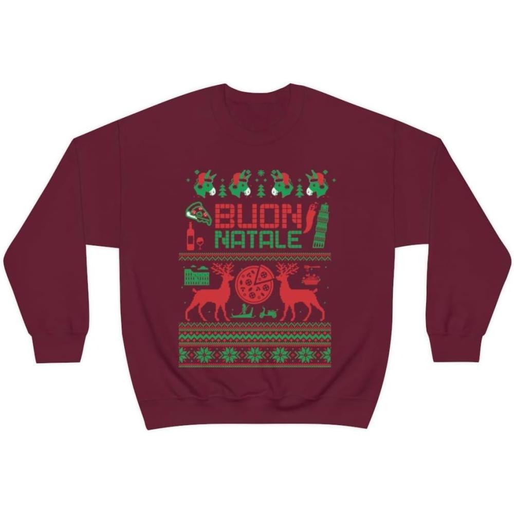 imageItalian Ugly Christmas Sweater SweatshirtMaroon