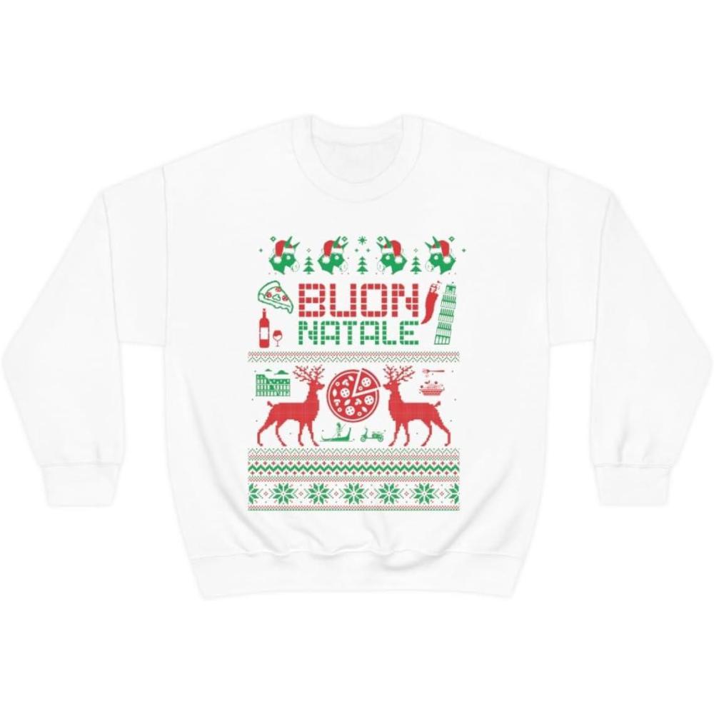 imageItalian Ugly Christmas Sweater SweatshirtWhite