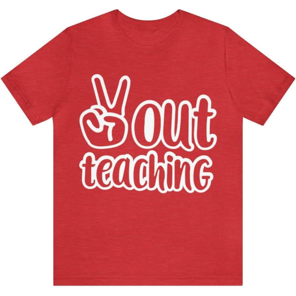 imagePeace Out Teaching Unisex Jersey Short Sleeve TeeHeather Red