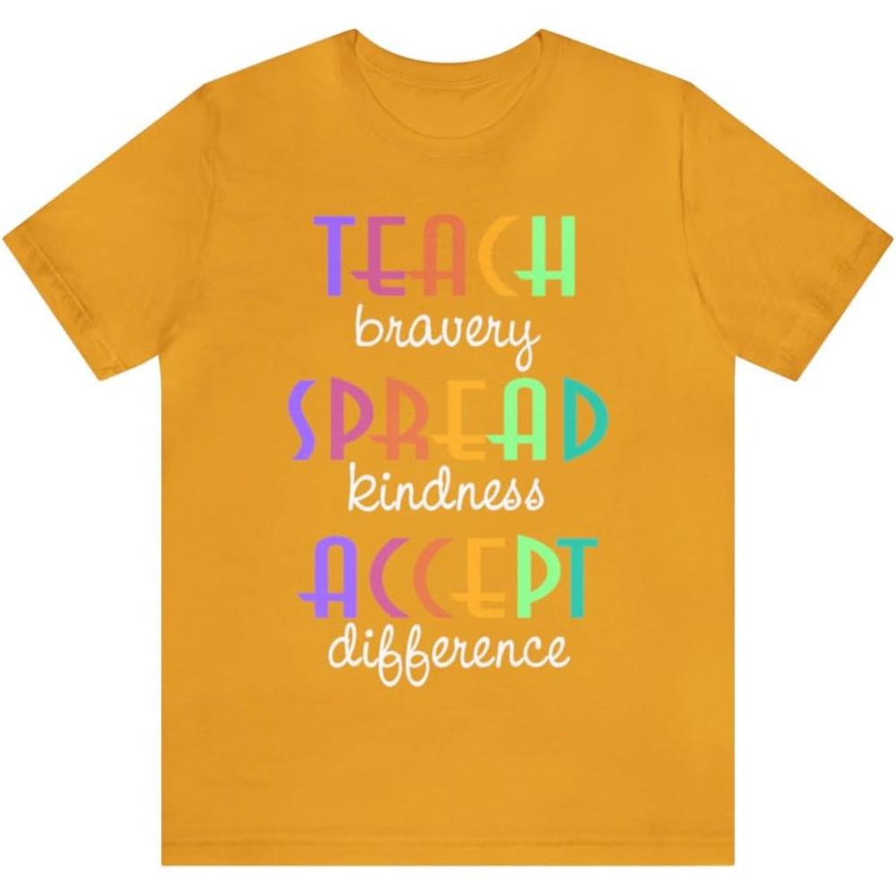 imageTeach Bravery Spread Kindness Accept Difference Bella Canvas TShirtsMustard