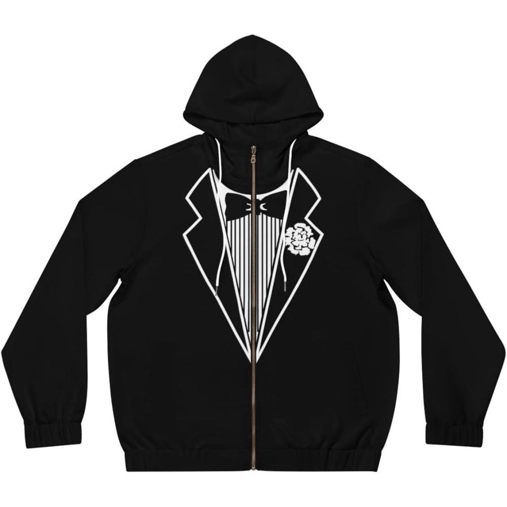 imageTuxedo Mens FullZip Hoodie AOPWhite