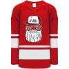 Santa Claus Eat. Rink. Be Merry! Christmas Hockey Jersey(Red With White)