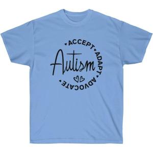 Accept, Adapt, Advocate – Autism T-Shirt(Carolina Blue)