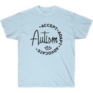 Accept, Adapt, Advocate – Autism T-Shirt(Light Blue)