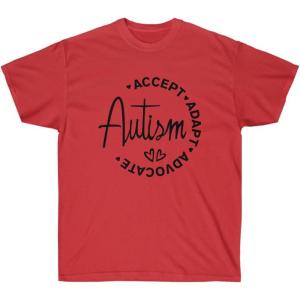 Accept, Adapt, Advocate – Autism T-Shirt(Red)