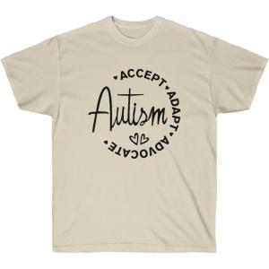 Accept, Adapt, Advocate – Autism T-Shirt(Sand)