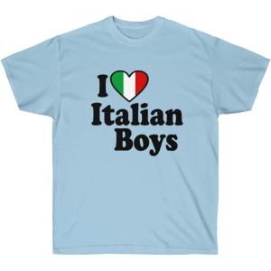 I Love Italian Boys Italian T-Shirt(Light Blue)